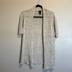 Eileen Fisher Cream Open-Front Cardigan linen blend